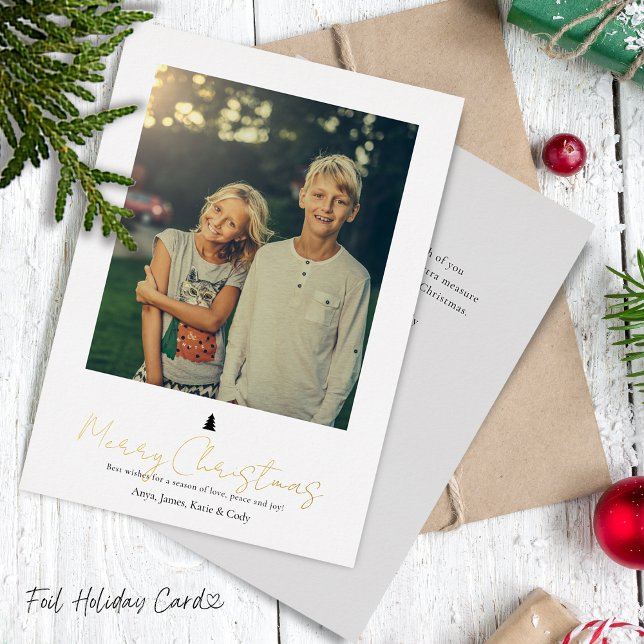 Chic Modern Hand Lettering Single Photo (Chic Modern Hand Lettering Single Photo Foil Holiday Card)