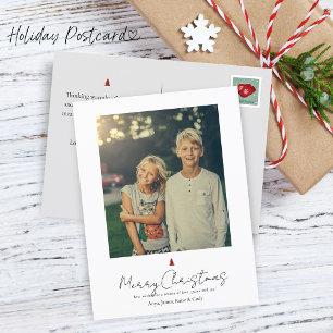 Chic Modern Hand Lettering Single Photo Holiday Postcard