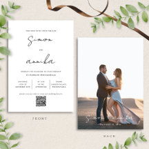 Chic Modern Handwriting Font QR Code Photo Wedding