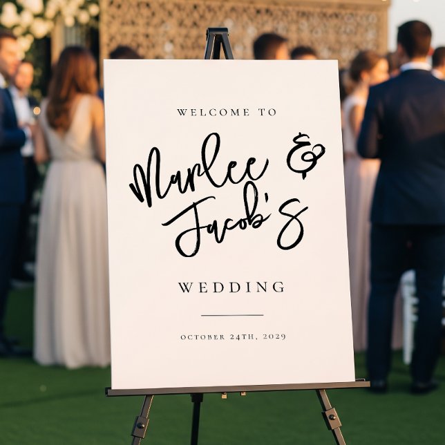 Chic Modern Handwritten Wedding Welcome Sign (Creator Uploaded)