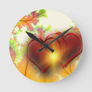 Chic modern heart design Pattern accessories, love Round Clock