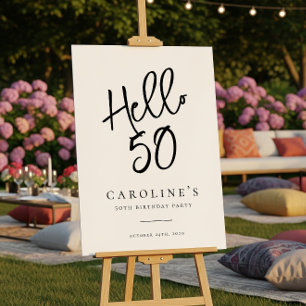 Chic Modern "Hello 50" Birthday Party Welcome Sign