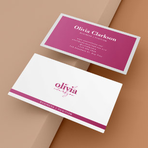 Chic Modern Hot Pink Handwritten Stylish Script Business Card