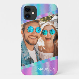 Chic Modern Iridescent Girly Photo Personalised Case-Mate iPhone Case