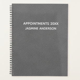 Chic Modern leather grey 2026 Weekly Monthly  Planner