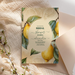 Chic Modern Lemon Mediterranean Bridal Shower Invitation