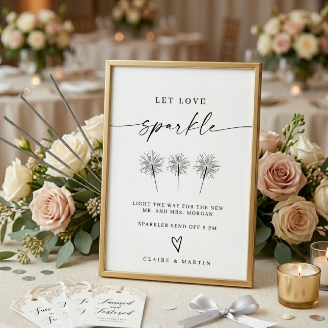Chic Modern Let Love Sparkle Sign Wedding Sign (Creator Uploaded)