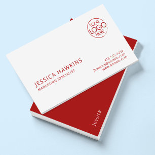 Chic Modern Logo Crimson Red Professional Business Card