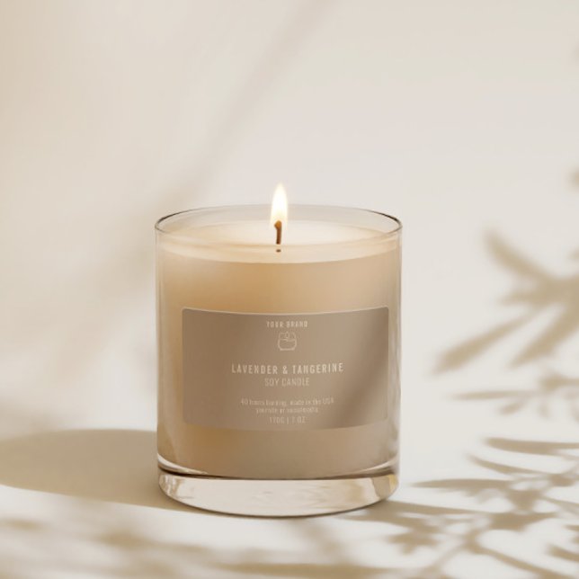Chic Modern Logo Neutral Beige Candle Product (Creator Uploaded)