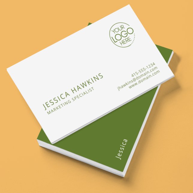 Chic Modern Logo Olive Green Professional Business Card (Creator Uploaded)