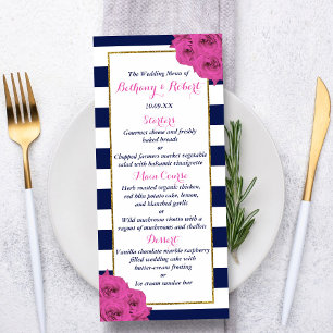 Chic Modern Luxe Pink Roses Wedding Menu