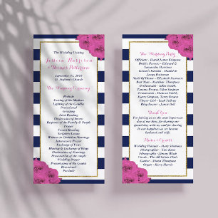 Chic Modern Luxe Pink Roses Wedding Program Rack Card