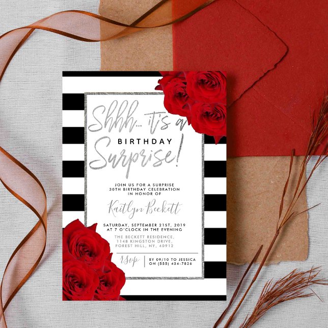 Chic Modern Luxe Shhh... Surprise Birthday Party Invitation (Creator Uploaded)