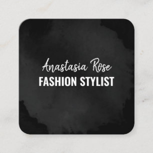 Chic Modern Luxury Plain Black Simple Minimalist Square Business Card