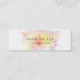 chic modern makeup artist watercolor pink budget mini business card