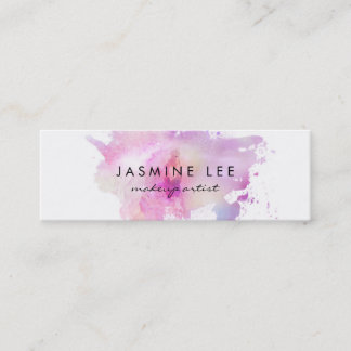 chic modern makeup artist watercolor purple budget mini business card