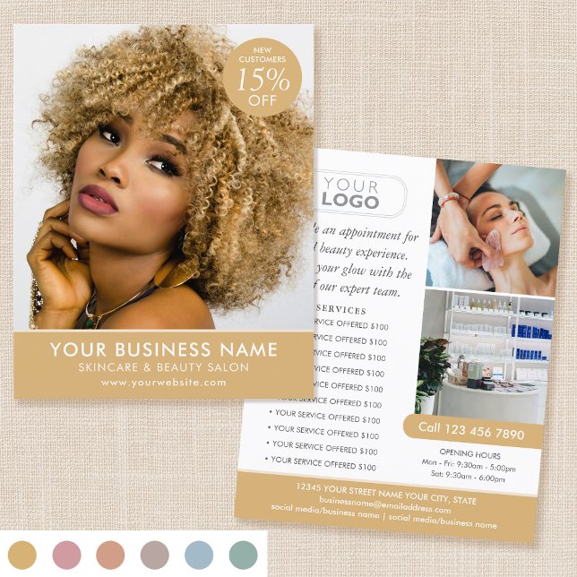 Chic Modern Makeup Beauty Salon Gold Business Flyer (Creator Uploaded)