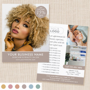 Chic Modern Makeup Beauty Salon Taupe Business Flyer