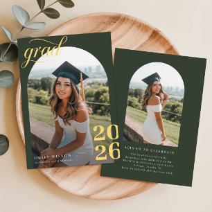 Chic Modern Minimal Arch Photo Graduation Party Invitation