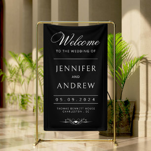 Chic, Modern, Minimal Black Wedding Welcome Banner