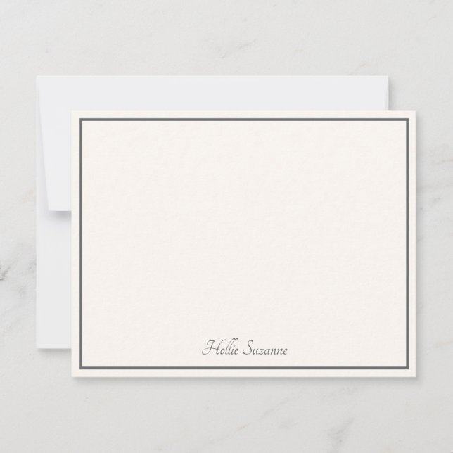 Chic Modern Minimalist Elegant Ivory & Grey Card (Front)