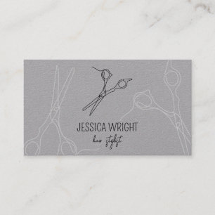 Chic Modern Minimalist Hair Stylist Scissors Line Business Card