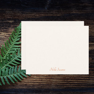 Chic Modern Minimalist Ivory & Orange Personalised Card
