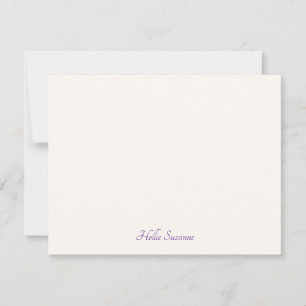 Chic Modern Minimalist Ivory & Purple Personalised Card