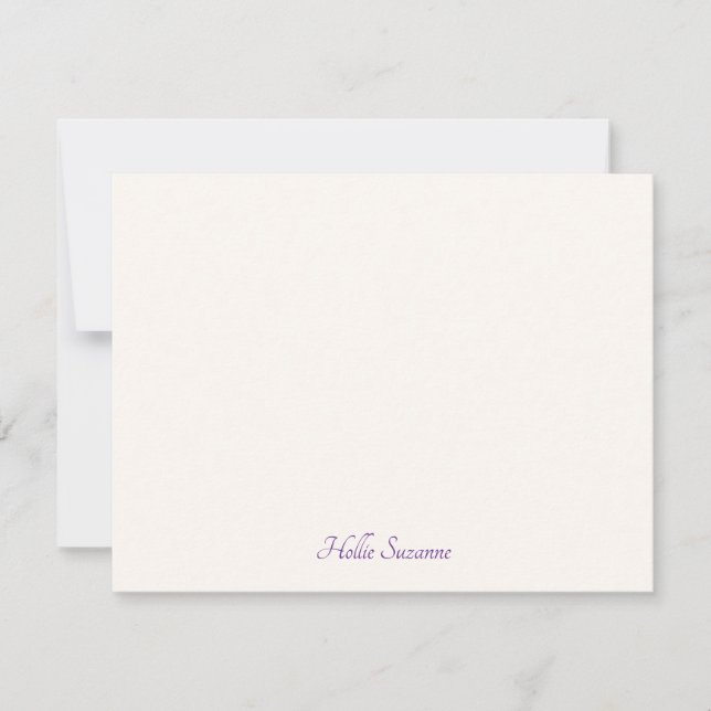 Chic Modern Minimalist Ivory & Purple Personalised Card (Front)
