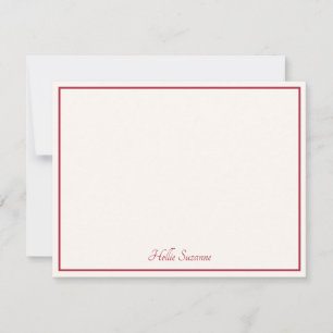 Chic Modern Minimalist Ivory & Red Personalised  Card