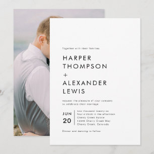 Chic Modern Minimalist Photo Wedding Invitation