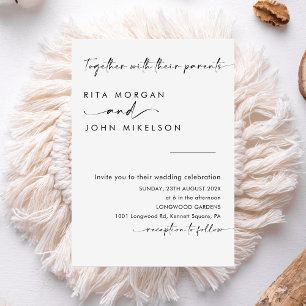 Chic Modern Minimalist Script Wedding Invitation