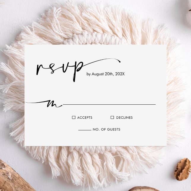 Chic Modern Minimalist Script Wedding RSVP Card (Creator Uploaded)