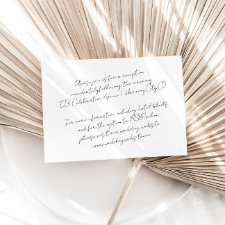 Chic Modern Minimalist Wedding Details Enclosure Card