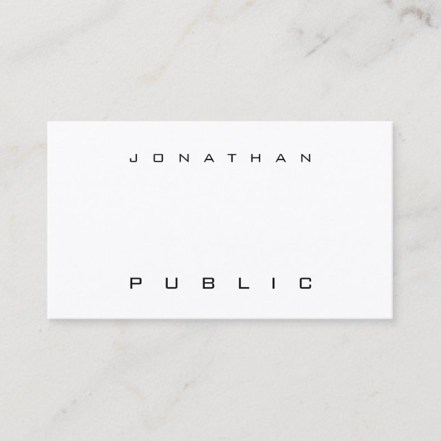 Chic Modern Minimalistic Professional Simple Plain Business Card (Front)