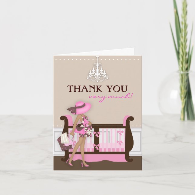 Chic Modern Mum Baby Shower Thank You Card (Front)