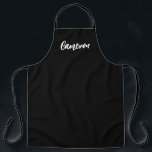 Chic Modern Name script Custom Apron<br><div class="desc">Introducing the Chic Modern Name Script Custom Apron, a stylish and personalised accessory for cooking enthusiasts, culinary friends, gardeners, and artists. This apron offers a sleek and minimalist design, featuring a black and white colour scheme and a chic script font typeface. Make this apron truly unique by customising it with...</div>