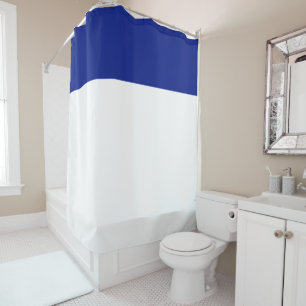 Chic Modern Nautical Navy Blue White Colour Block Shower Curtain