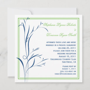 Chic Modern Navy and Green Swirls Invitation