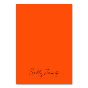 Chic Modern Orange and Black Signature Name Table Number