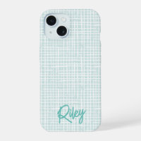 Chic Modern Pale Aqua Teal Hand Drawn Pattern Name