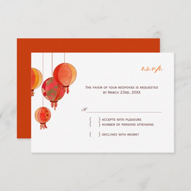 Chic Modern Paper Lanterns Wedding RSVP (Front/Back)