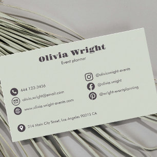 Chic Modern Party Planner Event Organiser Business Card