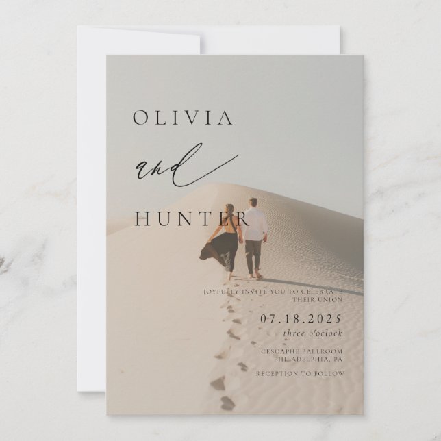 Chic Modern Photo Black & White Wedding Invitation (Front)