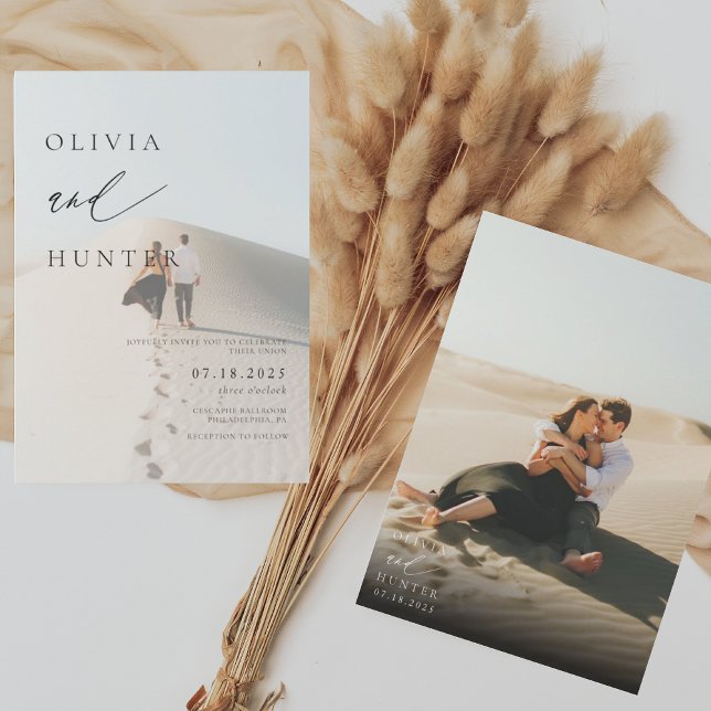 Chic Modern Photo Black & White Wedding Invitation (Creator Uploaded)