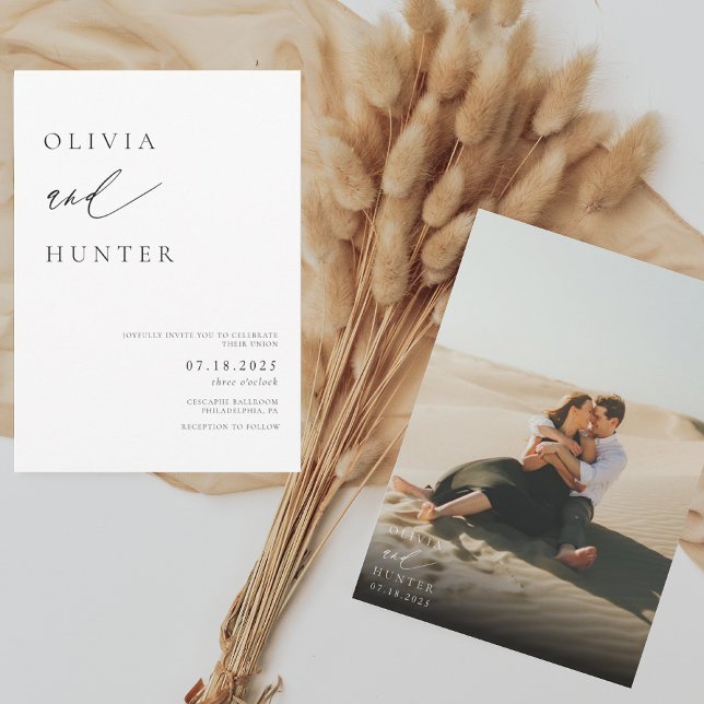 Chic Modern Photo Black & White Wedding Invitation (Creator Uploaded)