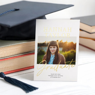 Chic Modern Photo Foil Graduation Announcement