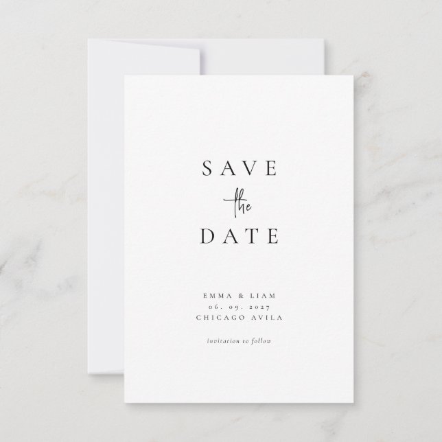 Chic Modern Photo Wedding Save The Date Card (Back)