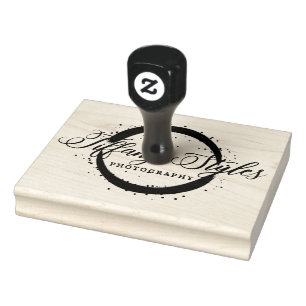 Chic Modern Photography Studio Company Logo Custom Rubber Stamp