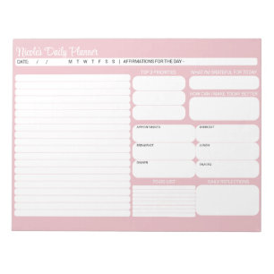 Chic Modern Pink Daily Planner To-Do List Notepad